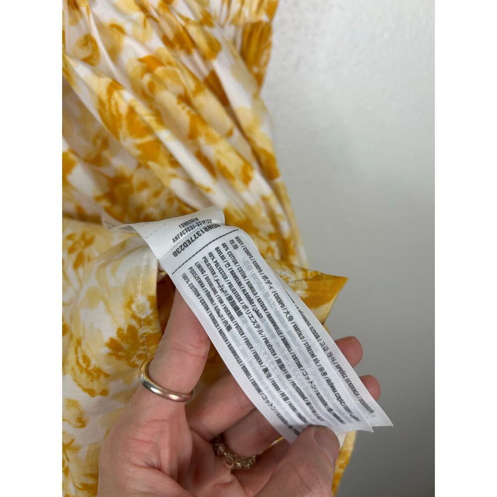 Abercrombie & Fitch Floral Off the Shoulder Puff Sleeve Mini Dress Yellow Small - Picture 8 of 9